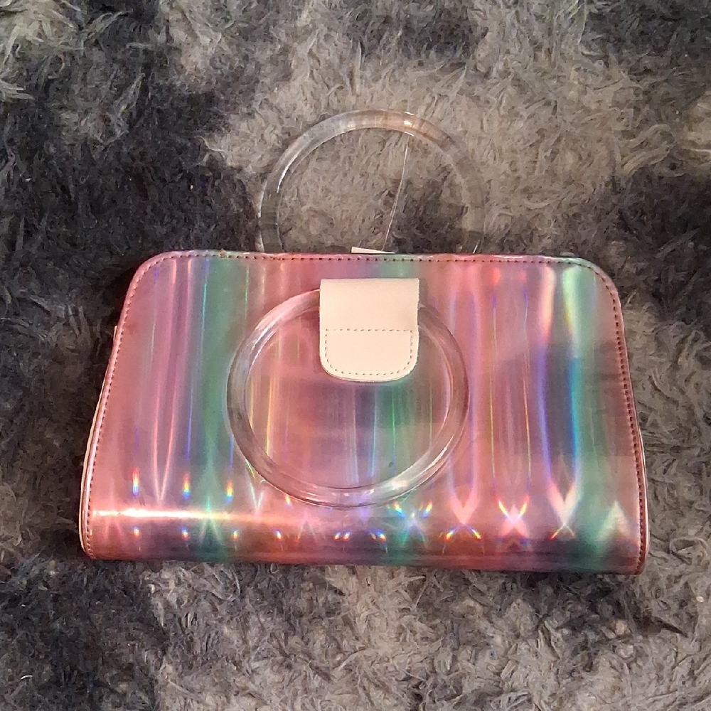 Iridescent Pink Wristlet Clutch